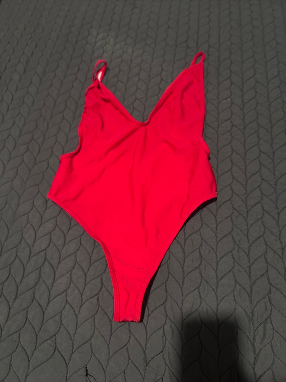 H&M Bright Red V-Neck One-Piece Swimsuit